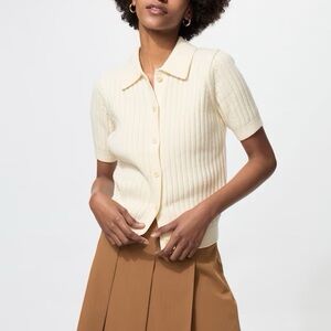 Uniqlo Ribbed Polo Cardigan Short Sleeve